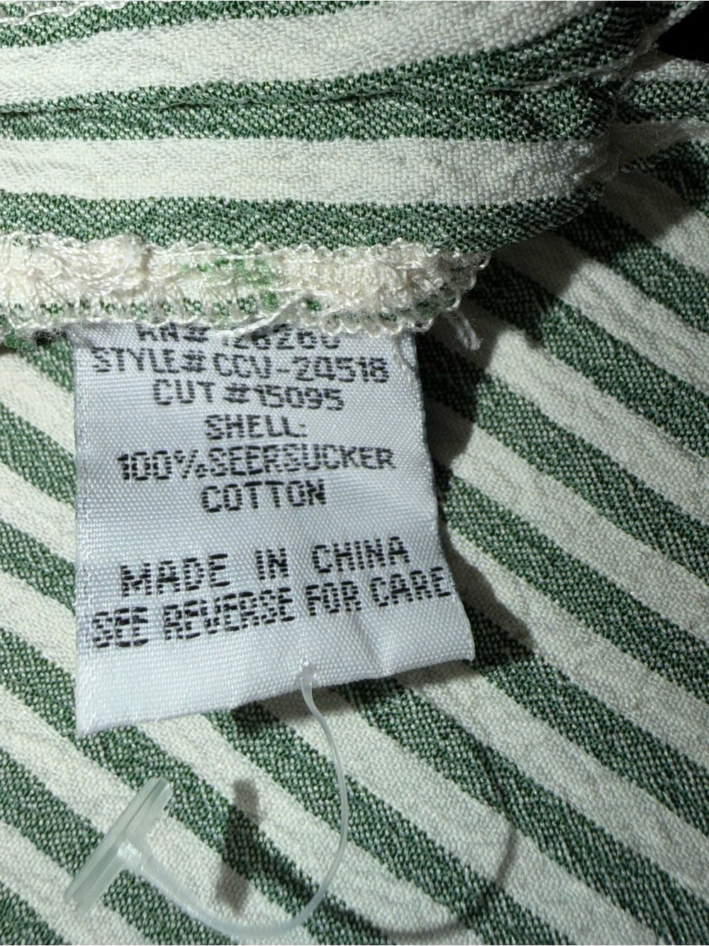 Velvet Heart Green Stripe Seersucker Cotton Blouse L Button Front Top - Picture 7 of 14